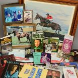 A COLLECTION OF HORSE RACING MEMORABILIA, to include signed copies of books by Lester Piggott,