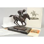 DAVID CORNELL FRSA, FRSBS, a bronze sculpture of Lester Piggott on Nijinsky 'Champion Finish'