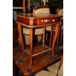 A REPRODUCTION CHERRYWOOD HALL TABLE with a single drawer