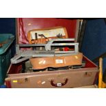 A SUITCASE AND A LEATHER TOOLCASE both containing hand tools