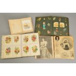 A COLLECTION OF VICTORIAN/EDWARDIAN SCRAPBOOKS AND SIGNED POETRY, in four albums featuring Botanical