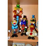 SEVEN VARIOUS MURANO CLOWNS, the tallest height approximately 40cm and smallest approximate 17cm (