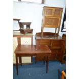 AN EDWARDIAN MAHOGANY AND INLAID TWO DOOR CABINET above three drawers, together with a georgian