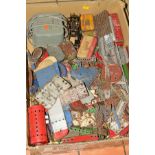 A QUANTITY OF UNBOXED AND ASSORTED MECCANO, pre war and early post war, includes a quantity of items