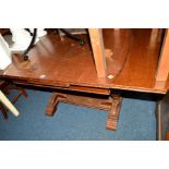 A GEORGIAN MAHOGANY GATE LEG TABLE (situated by lot 1422), together with a teak drawer leaf table,