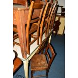 A SET OF TWELVE 20TH CENTURY OAK CHAPEL CHAIRS with slatted seats