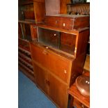 A MINTY MAHOGANY SECTIONAL BOOKCASE, with a fall front bureau section, together with a matching