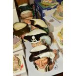 SIX ROYAL DOULTON CHARACTER JUGS, 'Athos' D6439, 'Mine Host' D6468, 'Long John Silver' D6335, '