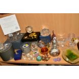 A GROUP OF GLASSWARE etc to include boxed Waterford crystal champagne bottle coaster from The