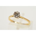 A DIAMOND SINGLE STONE RING, estimated modern round brilliant cut diamond weight 0.50ct, colour