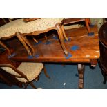 A LATE 19TH CENTURY ECCLESIASTICAL WALNUT AND PITCH PINE REFECTORY TABLE with a single stretcher,