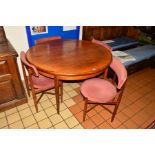 VICTOR B WILKINS, G PLAN FRESCO, a teak circular dining table, diameter 122cm x height 73cm,