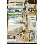 A QUANTITY OF POSTCARDS, PHOTOGRAPHS AND EPHEMERA, to include many postcards of local interest,