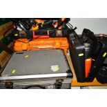 A CASED EVOLUTION RAGE TWIN ANGLE GRINDER, an incomplete SWJ 3188D inspection camera K1, Black and