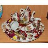 A ROYAL VIENNA CABARET/TEA FOR TWO SET, to include tray, teapot, milk jug, covered sugar and two