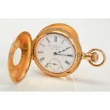 A LEVER BROTHERS ROLLED GOLD POCKET WATCH measuring approximately 41.5mm in diameter, white enamel
