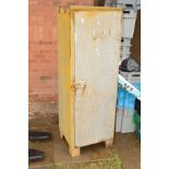 A GALVANISED STEEL LOCKER, with shelf (width 55cm, depth 49cm, height 162cm)