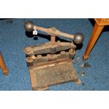 A VICTORIAN CAST IRON PILLAR CUTTING PRESS, stamped with serial no 22998