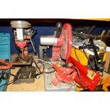 A TOPWELD 180 ELECTRIC ARC WELDER, rods, masks and a Clarke welding screen a Clarke metalworker chop