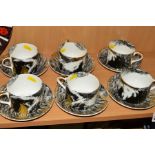 SIX ROYAL CROWN DERBY 'EQUUS' COFFEE CUPS AND SAUCERS