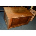A REPRODUCTION OAK FALL FRONT TV STAND, width 80cm x depth 50cm x height 43cm (key)