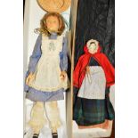A 19TH CENTURY WOODEN PEG DOLL, carved and painted features, jointed body, some wear and paint loss,