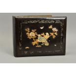 A LACQUERED SHIBAYAMA PHOTOGRAPH ALBUM, with birds and foliage design to cover (some loss and