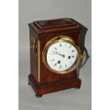 A 19TH CENTURY AND LATER WALNUT CASED MANTEL CLOCK OF RECTANGULAR FORM, enamel dial, movement