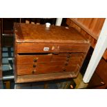 A MOORE AND WRIGHT EARLY 20TH CENTURY OAK ENGINEERS CHEST, made up of six assorted drawers (