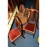 A SET OF FOUR EDWARDIAN AND INLAID CHAIRS and a pair of Ercol chairs (sd) (6)