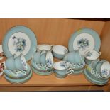 ROYAL WORCESTER 'WOODLAND' TEAWARES, to include two cake plates, milk jug, sugar bowl, twelve