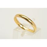 A LATE 20TH CENTURY 18CT GOLD WEDDING BAND, measuring approximately 2.9mm in width, ring size P,