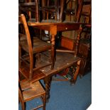 TWO 20TH CENTURY OAK BARLEY TWIST DRAW LEAF TABLES on a cross stretchered base