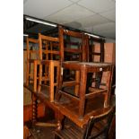 A SET OF ELEVEN EARLY 20TH CENTURY OAK CHAPEL CHAIRS with slatted seats (sd)
