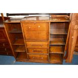 A 20TH CENTURY OAK SIDE BY SIDE BUREAU BOOKCASE (sd)