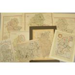 STAFFORDSHIRE, a collection of eight unframed maps, including H. Moll with antiquities to top and