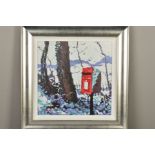 TIMMY MALLETT (BRITISH 1955) 'SNOWY POSTBOX' a red postbox in winter, limited edition print 68/