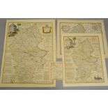 STAFFORDSHIRE, CHRISTOPHER SAXTON & PHILIP LEA, a 17th Century map with plans of Stafford and