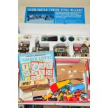 A SMALL BOX OF TOYS, to include Brio wooden items, Lotto, etc, together with a boxed Illuminated