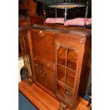 A 20TH CENTURY OAK SIDE BY SIDE BUREAU BOOKCASE (key)