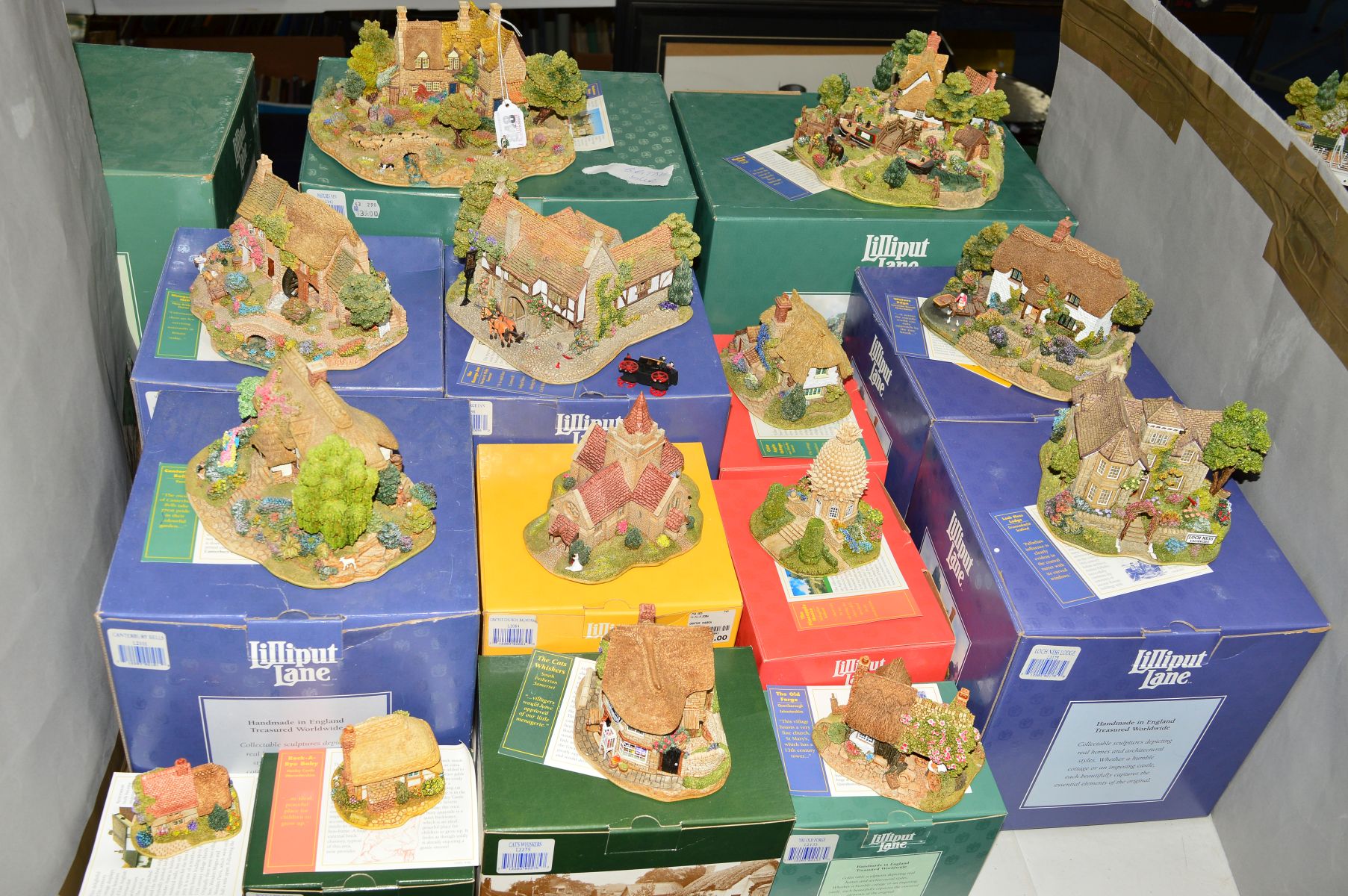 FOURTEEN BOXED LILLIPUT LANE SCULPTURES FROM BRITISH COLLECTION, (blue backstamp), 'Pastures New'