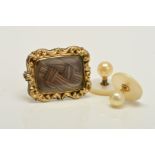 TWO PIECES OF JEWELLERY to include an early 20th Century pair of cased mother of pearl and simulated