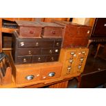 A 20TH CENTURY GOLDEN OAK SIX DRAWER FILE INDEX CABINET, width 35cm x depth 45cm x height 34cm,