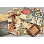 A COLLECTION OF EPHEMERA, containing an eclectic mix of Victorian and Edwardian postcards and