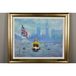 TIMMY MALLETT (BRITISH CONTEMPORARY) 'JUBILEE BARGE' a limited edition canvas print 27/195, signed