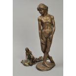 A FRITH PRODUCTS PAUL JENKINS SCULPTURE, of a young dancer in leotard, height 31.5cm, together