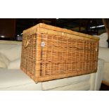 A WICKER BLANKET CHEST