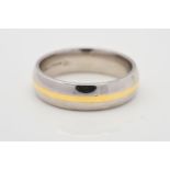 A MODERN PALLADIUM AND 18CT YELLOW GOLD WEDDING BAND, measuring approximately 6.00mm in width,