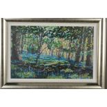 TIMMY MALLETT (BRITISH 1955) 'BLUEBELL SHADOWS', a limited edition print of a woodland scene 1/