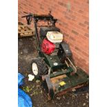 A HAYTER CONDOR HYDROSTATIC DRIVE GX340 PETROL TWIN WHEEL LAWN MOWER (engine turning)